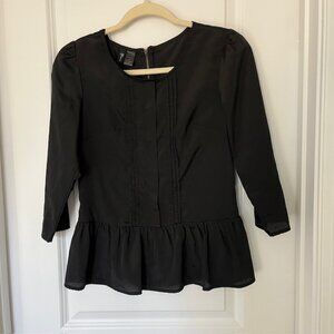 Kylee Medium Black 3/4 Sleeve Peplum Top Dress Zipper Blouse Shirt